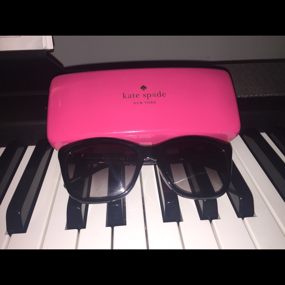 Kate Spade Black sunglasses with pink orange case